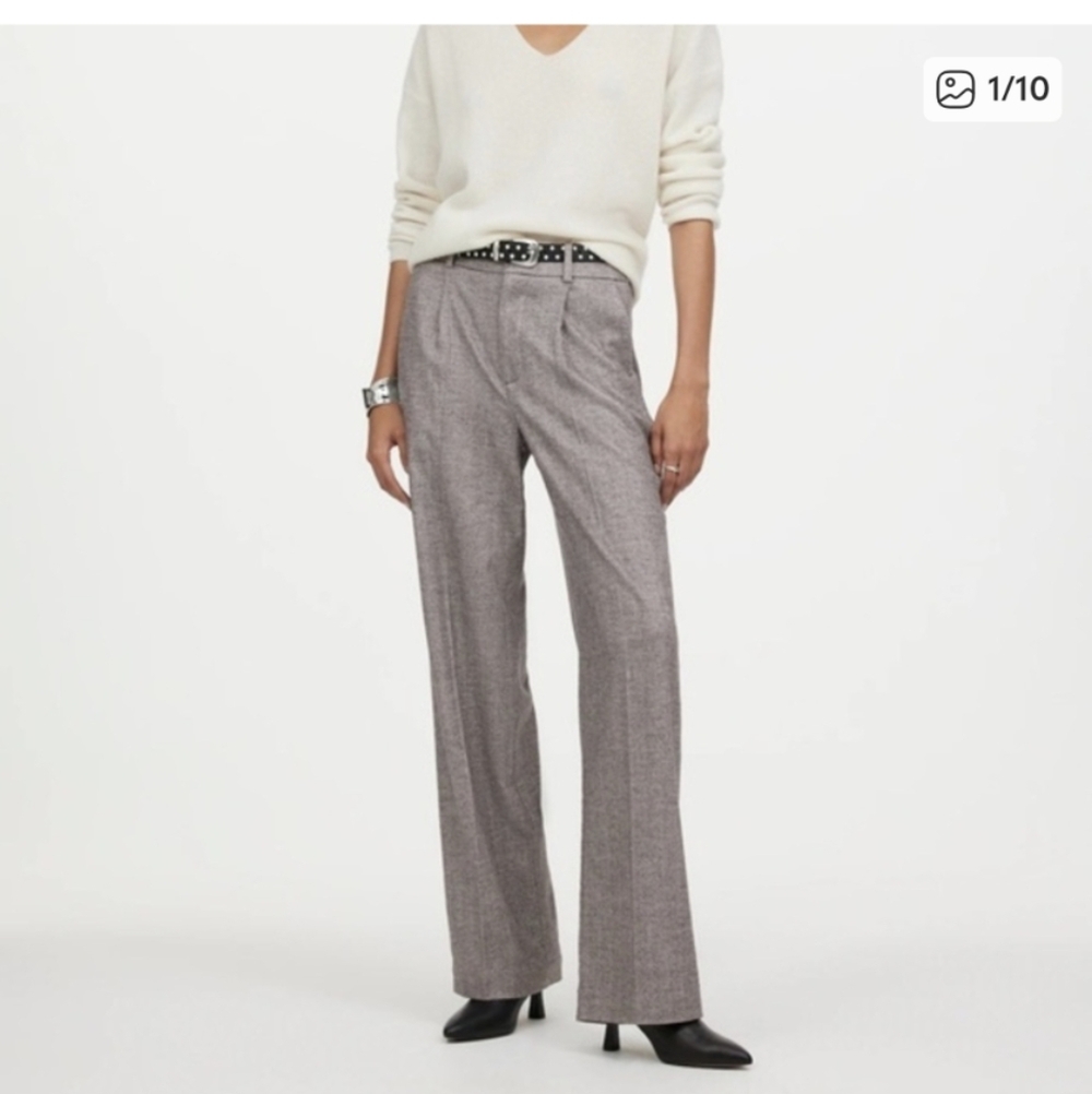 NWT Madewell Slouchy Straight Pants in Herringbone Italian Fabric Slate Grey 12